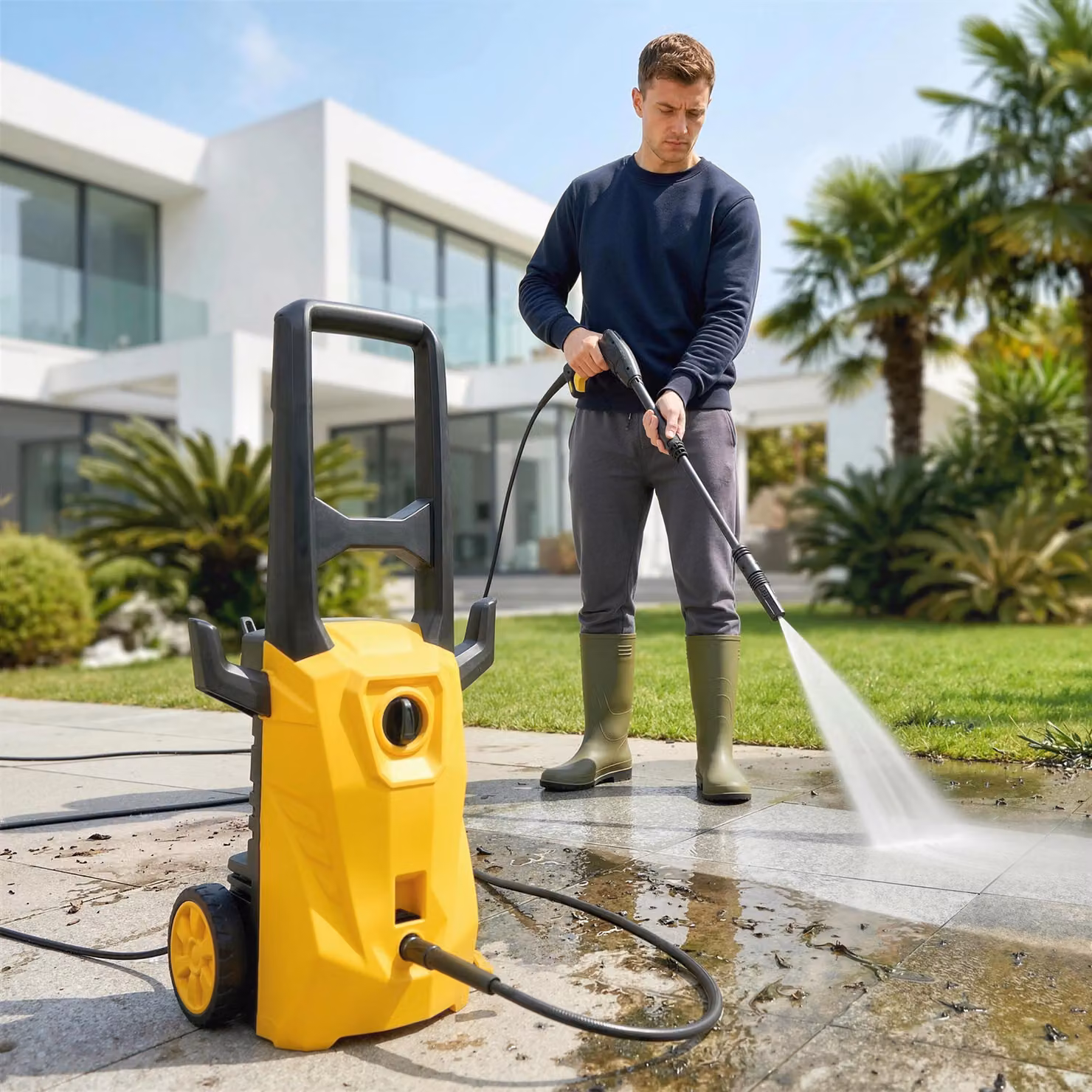 Idropulitrice portatile Outsunny 1600W con ugello regolabile, colore giallo – 2