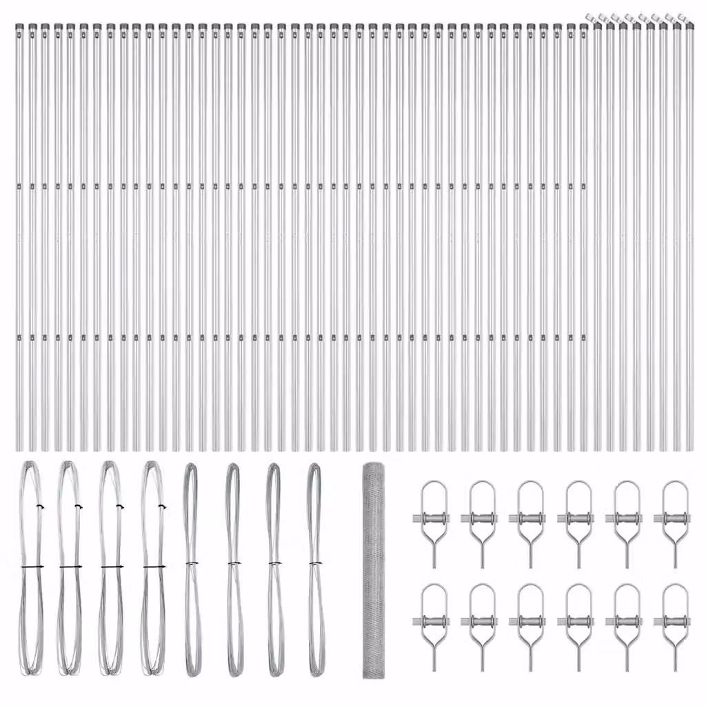 vidaXL Fissaggio a terra esagonale per recinzione in acciaio galvanizzato Argento L: 100 cm, H: 150 cm – 2