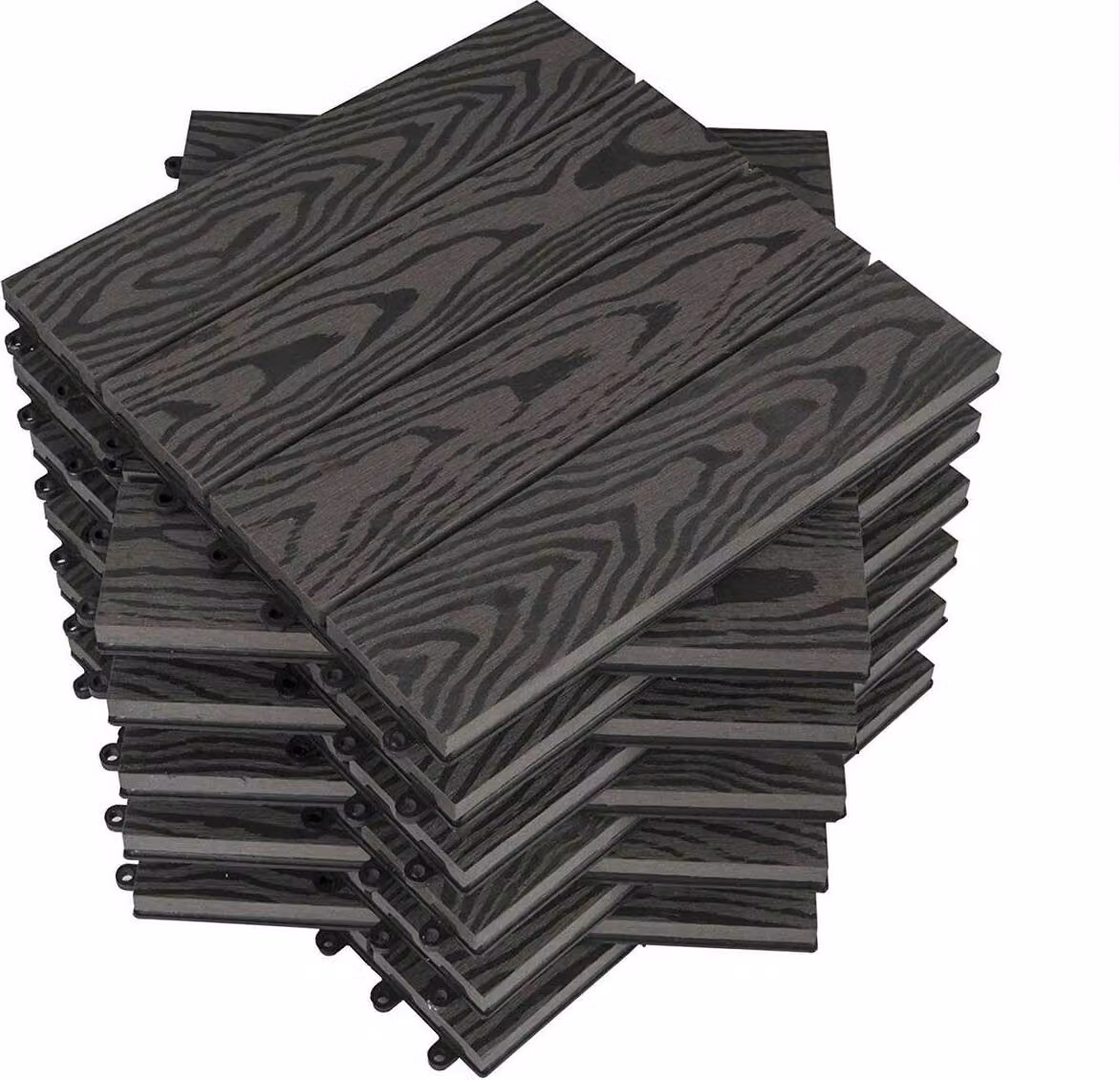 Piastrelle Rootz WPC a incastro - Pavimentazione per esterni - Piastrelle per terrazze - Resistenti, facili da posare, richiedono poca manutenzione - Composito legno-plastica - 30 cm x 30 cm x 1,8 cm