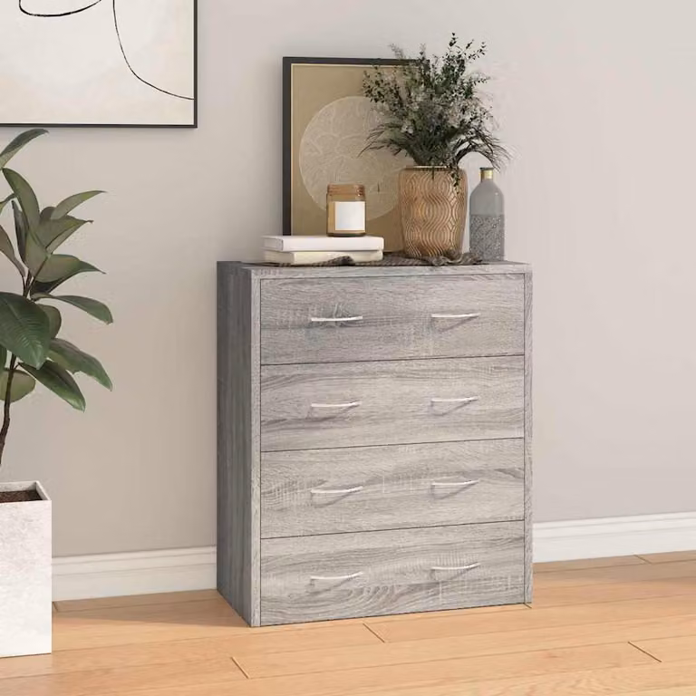 Credenza con 4 cassetti vidaXL in stile moderno, colore Grigio sonoma, L: 60 cm, P: 30,5 cm, H: 71 cm
