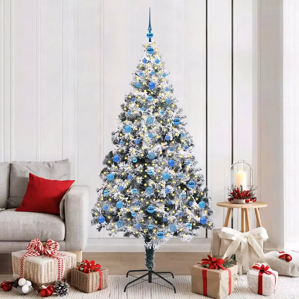 Albero di Natale artificiale moderno vidaXL bianco con luci LED bianco caldo