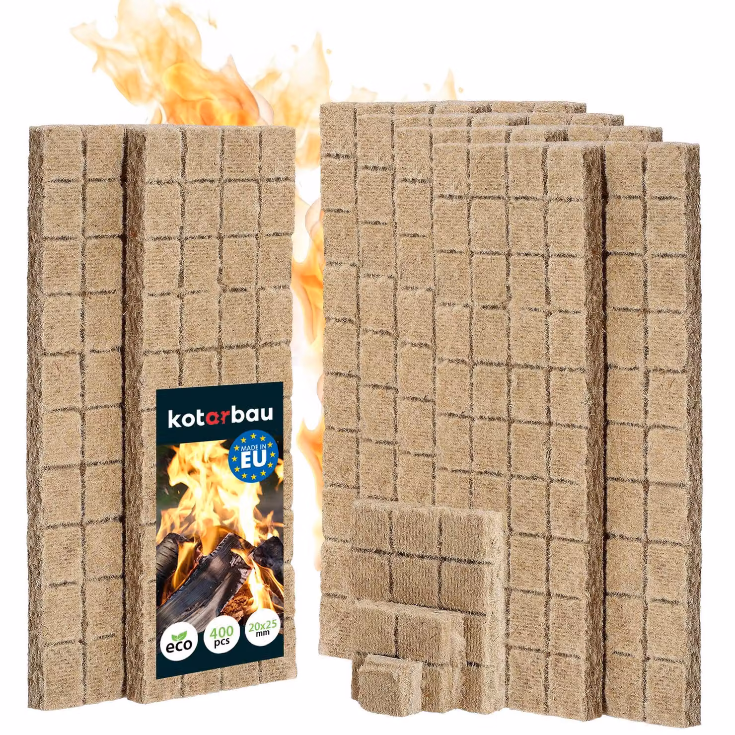 KOTARBAU® 400 pz Accendifuoco Cubetti Lana di Legno Naturale Per Griglia Caminetto Stufa Barbecue Riccioli Accendifuoco Facile Da Usare Innesco Fuoco