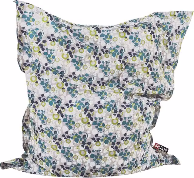 Grande Bean Bag Beliani Multicolore con Motivo Floreale Blu, Rivestimento Idrorepellente e Rimovibile, L/P/H: 180 x 130 x 140 cm