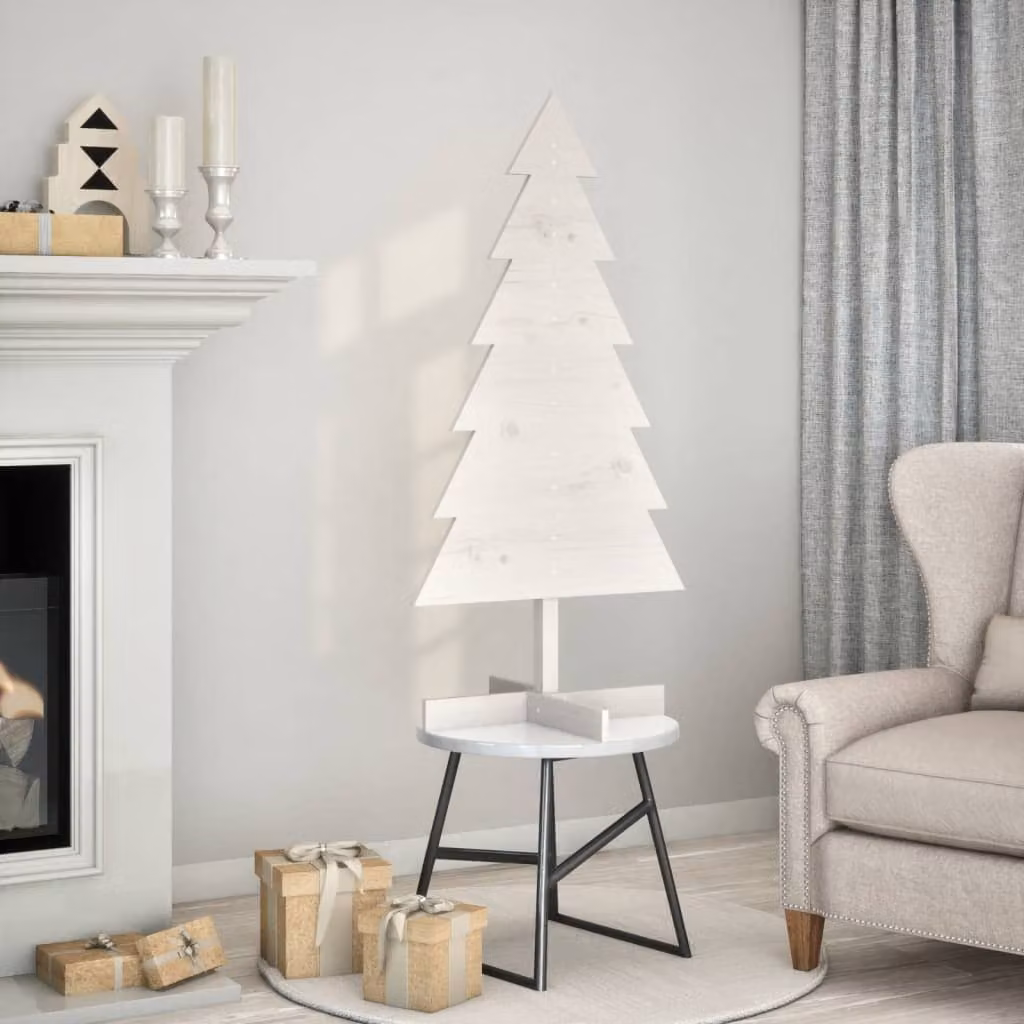 Albero di Natale decorativo vidaXL bianco in legno massello, Altezza: 120 cm