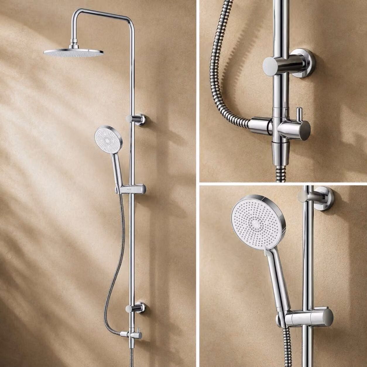 Doccia a soffitto con miscelatore termostatico, cromato, diametro 250 mm