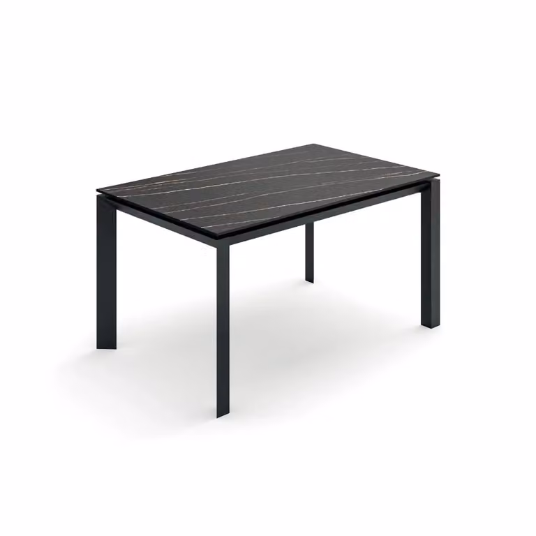 Tavolo da pranzo allungabile Linear Duzzle in ceramica effetto marmo nero, L/P/H: 140-220 x 90 x 75 cm