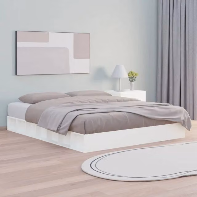 Letto con giroletto in legno massello di pino bianco vidaXL L/P: 140 x 200 cm – 1