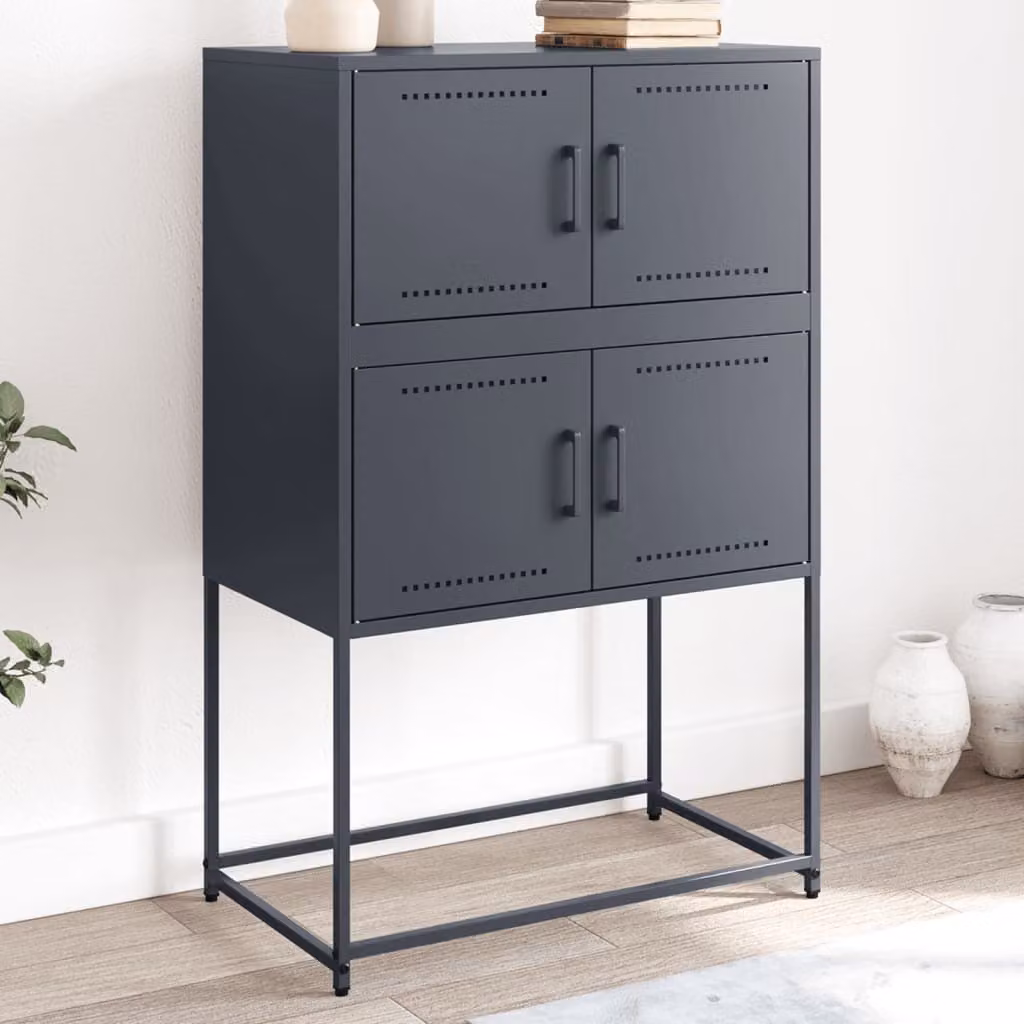 Credenza in stile industriale vidaXL in metallo antracite opaco L: 68,5 cm, P: 38,5 cm, H: 107 cm
