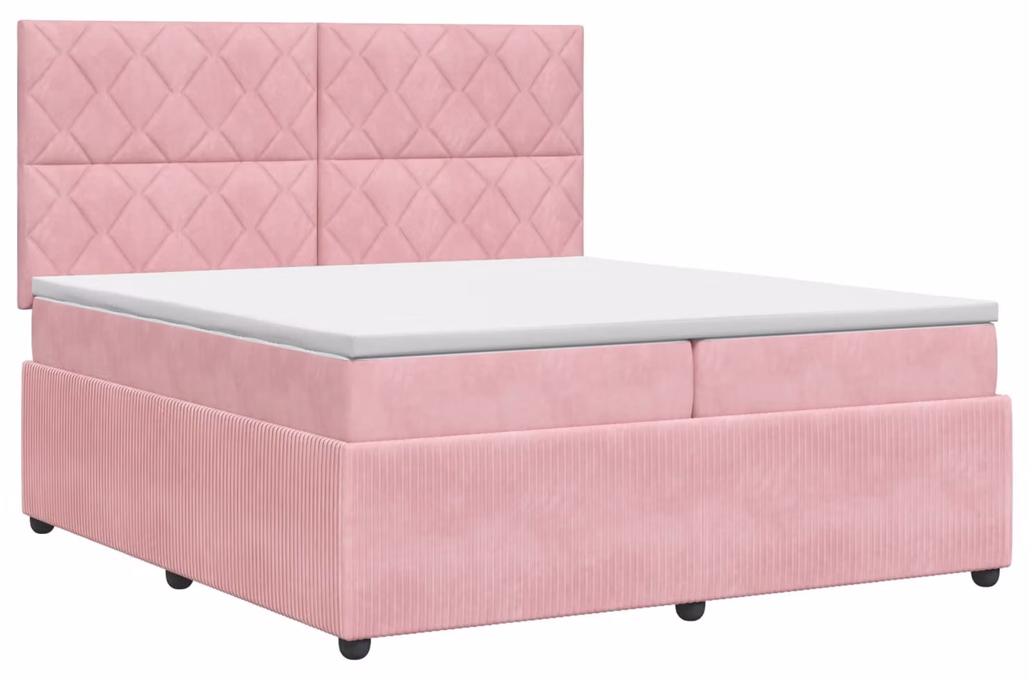 Letto a molle con materasso e testata rosa 200 x 200 cm in velluto