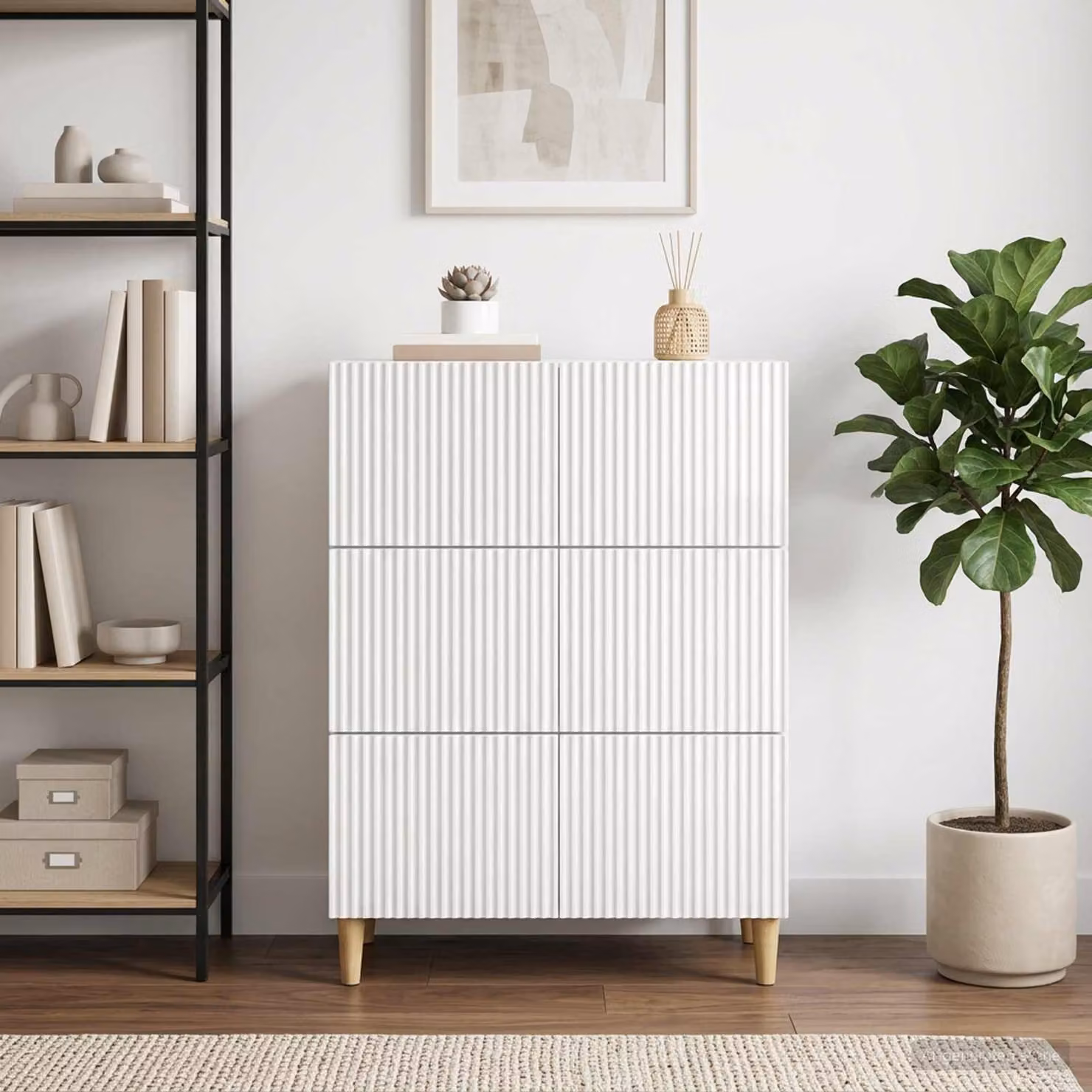 Carrello mobile con cassetti vidaXL in legno MDF bianco lucido L: 66 cm, P: 34,5 cm, H: 90 cm