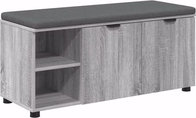 Panca per ingresso Sonoma con cuscino grigio e portascarpe, L: 100 cm, P: 38 cm, H: 46 cm