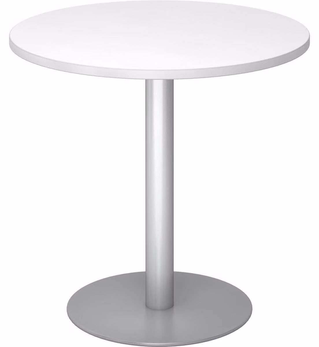 BISTRO F80R S - Tavolo da conferenza modulare bianco argento Ø 80