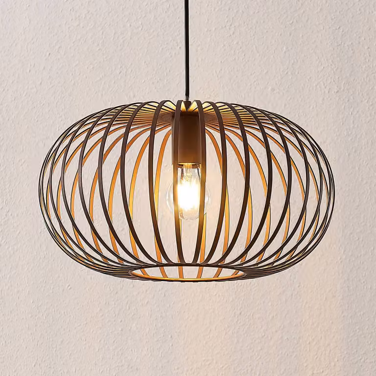 Lampada a sospensione Nahele Lindby, dimmerabile, Soggiorno / Sala da pranzo, Metallo, Vintage, Lampada a sospensione