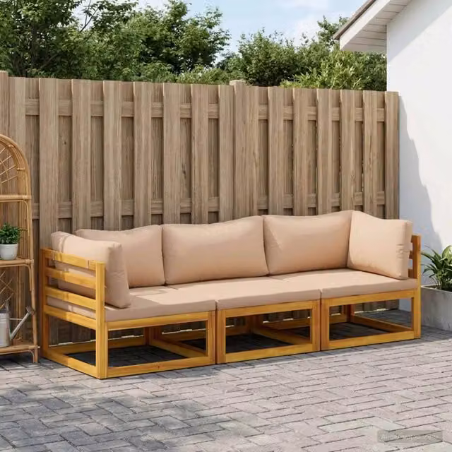 Set di divani 3 pz Naturale Legno di Acacia Massello 3417283