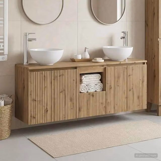 Set di Armadi da Bagno 3 pz Rovere Artigianale 129 x 41 x 80 cm