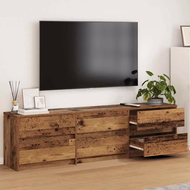 Unità TV vidaXL in legno vecchio marrone con illuminazione integrata L/P/H: 180 x 34 x 50 cm