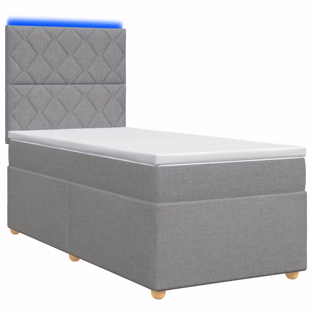 Letto box spring ibrido vidaXL con materasso a molle insacchettate e base contenitore, Grigio Chiaro, L: 100 cm, P: 200 cm, H: 140,5 cm – 2