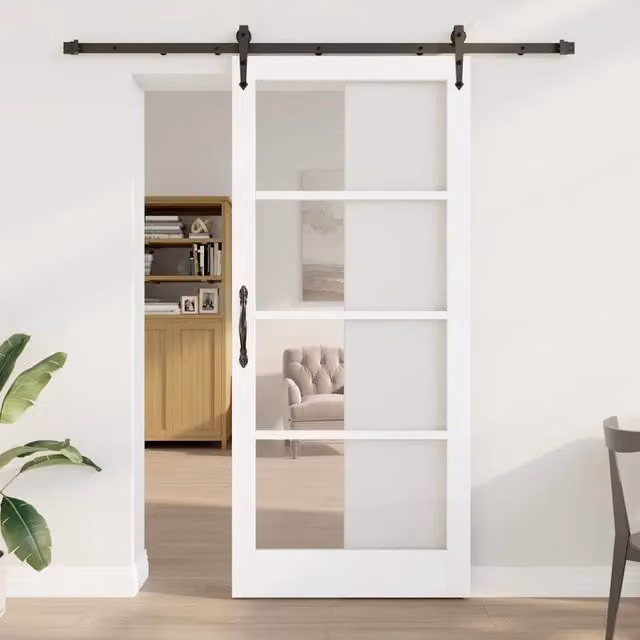 Porta scorrevole vidaXL in legno di pino massello e vetro L: 93 cm, H: 211 cm – 1