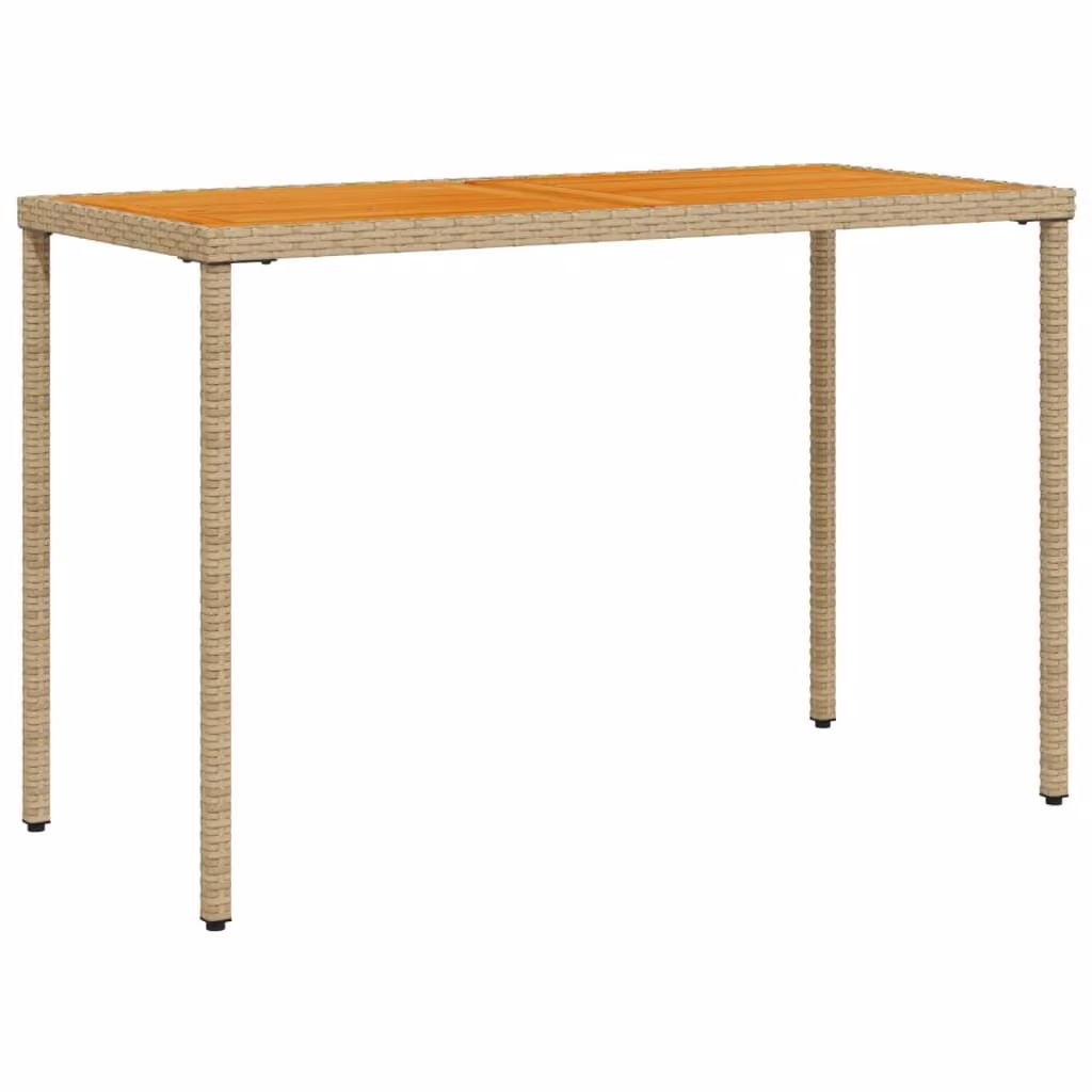 Tavolo Giardino Piano Legno Acacia Beige 115x54x74cm Polyrattan