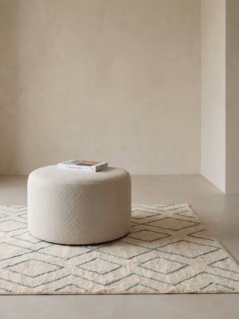 Tappeto Moibu Kenay Home in cotone con motivo a diamanti, rettangolare, L: 170 cm, P: 230 cm, disponibile nei colori bianco, blu, verde e beige