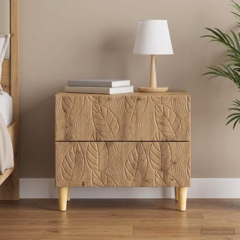 Comodino in legno artigianale vidaXL colore marrone L: 62 cm, P: 34,5 cm, H: 48 cm