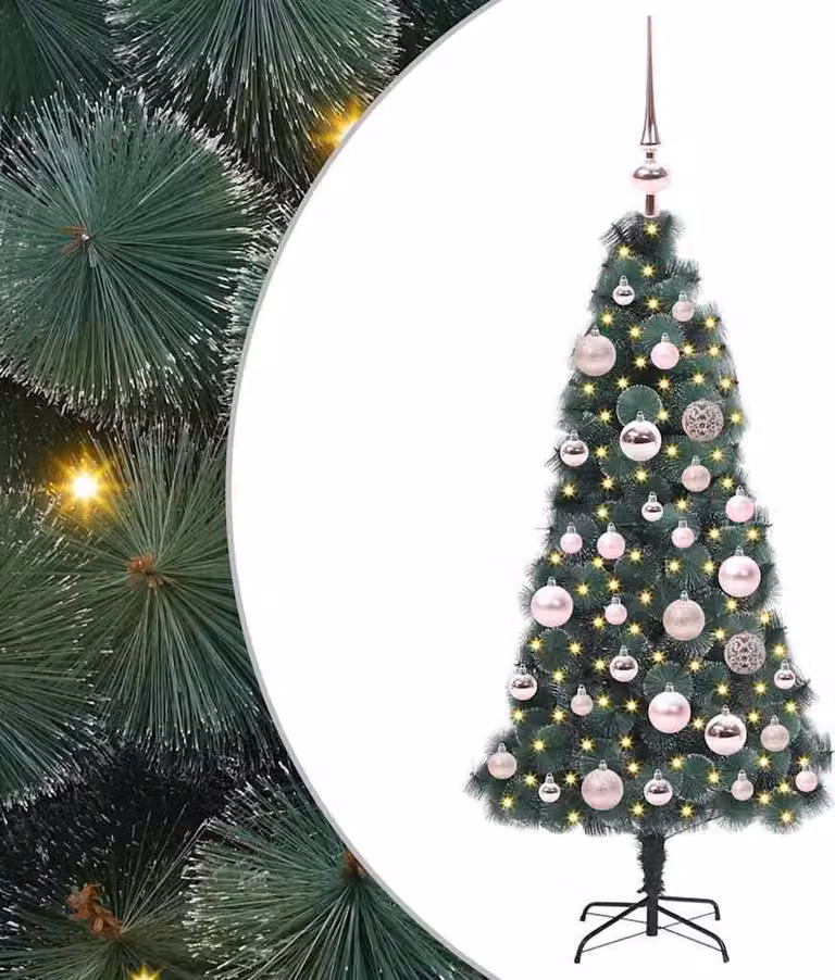 Albero di Natale artificiale pre-illuminato con set di palle