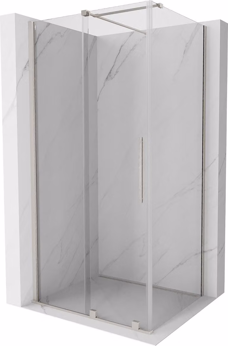 Mexen Velar cabina doccia scorrevole 100 x 120 cm, trasparente, nichel spazzolato - 871-100-120-01-97