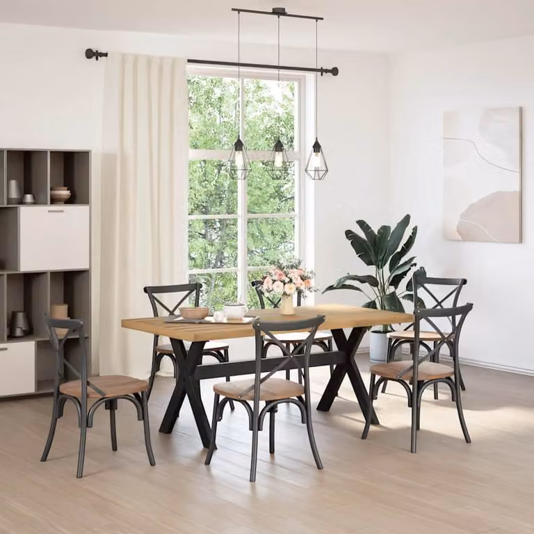 Tavolo Pranzo NOAIN Gambe a Forma X 180x90x75 cm Legno Massello
