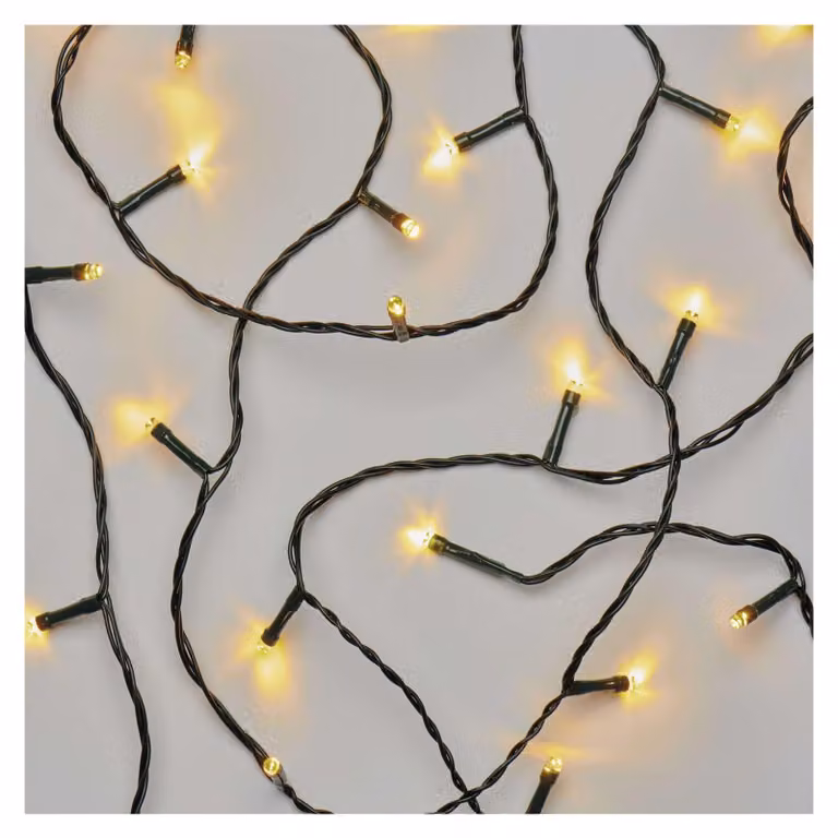 Catena luminosa da 10 metri, 100 LED, luce bianco caldo, grado di protezione IP44, componente di estensione C