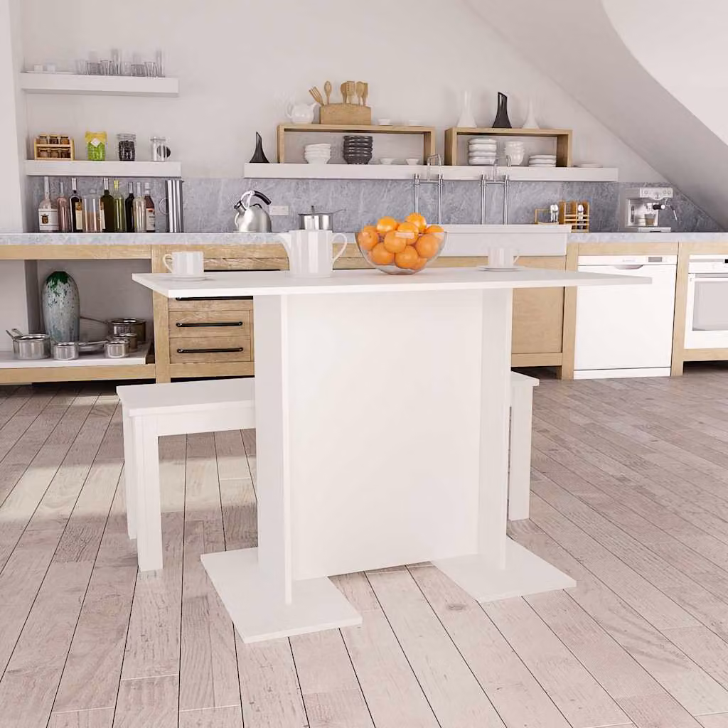 vidaXL Tavolo da Pranzo Rettangolare Bianco in Legno e MDF L: 110 cm, P: 60 cm, H: 75 cm