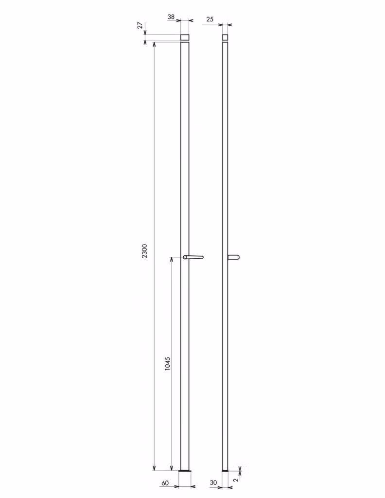 Porta Cremonese a 2 punti con maniglia THIRARD, finitura argento, H: 230 cm – 2
