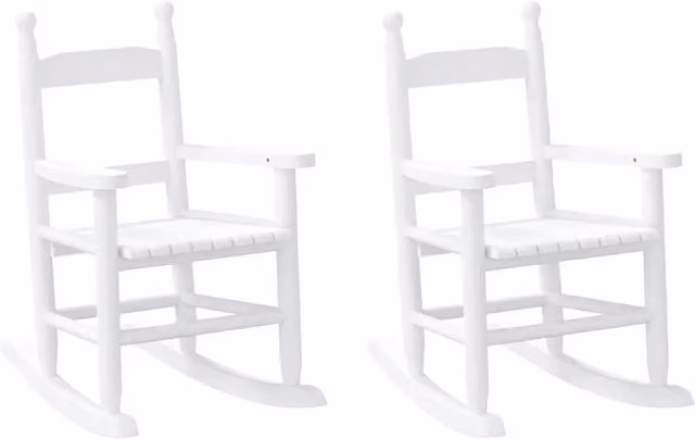 Set di 2 sedie a dondolo per bambini in legno di pioppo bianco per giardino – 1
