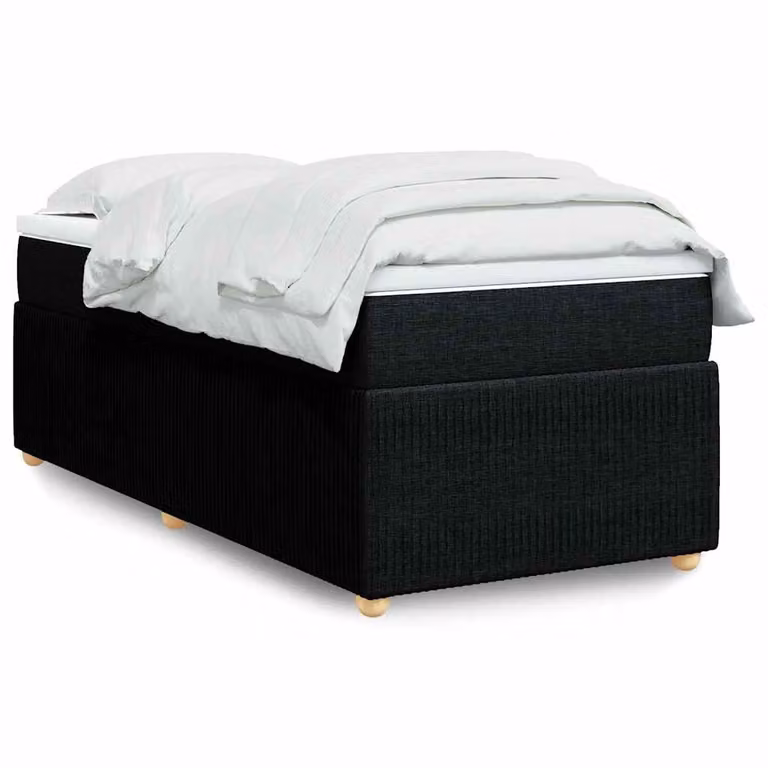 vidaXL Giroletto a Molle con Materasso Ibrido in Tessuto Nero, L/P/H: 90 x 190 cm