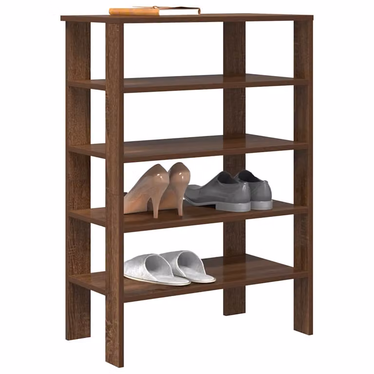 Scarpiera moderna vidaXL in legno e MDF marrone con ripiani piatti, L 61 cm, P 32 cm, H 87,5 cm