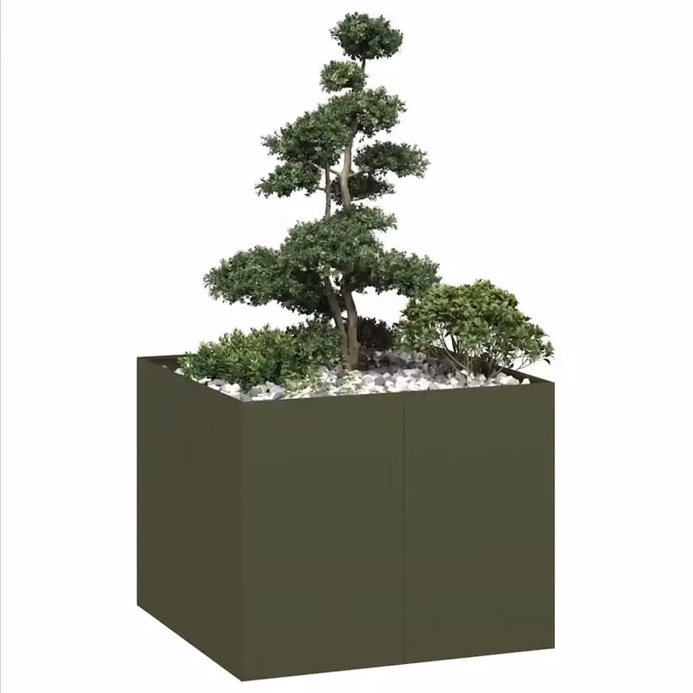Fioriera verde vidaXL in acciaio per orto e giardino L: 100 cm, P: 100 cm, H: 80 cm