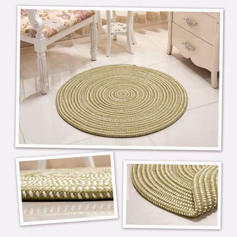 Tappeto rotondo intrecciato a mano - Verde - 80 cm