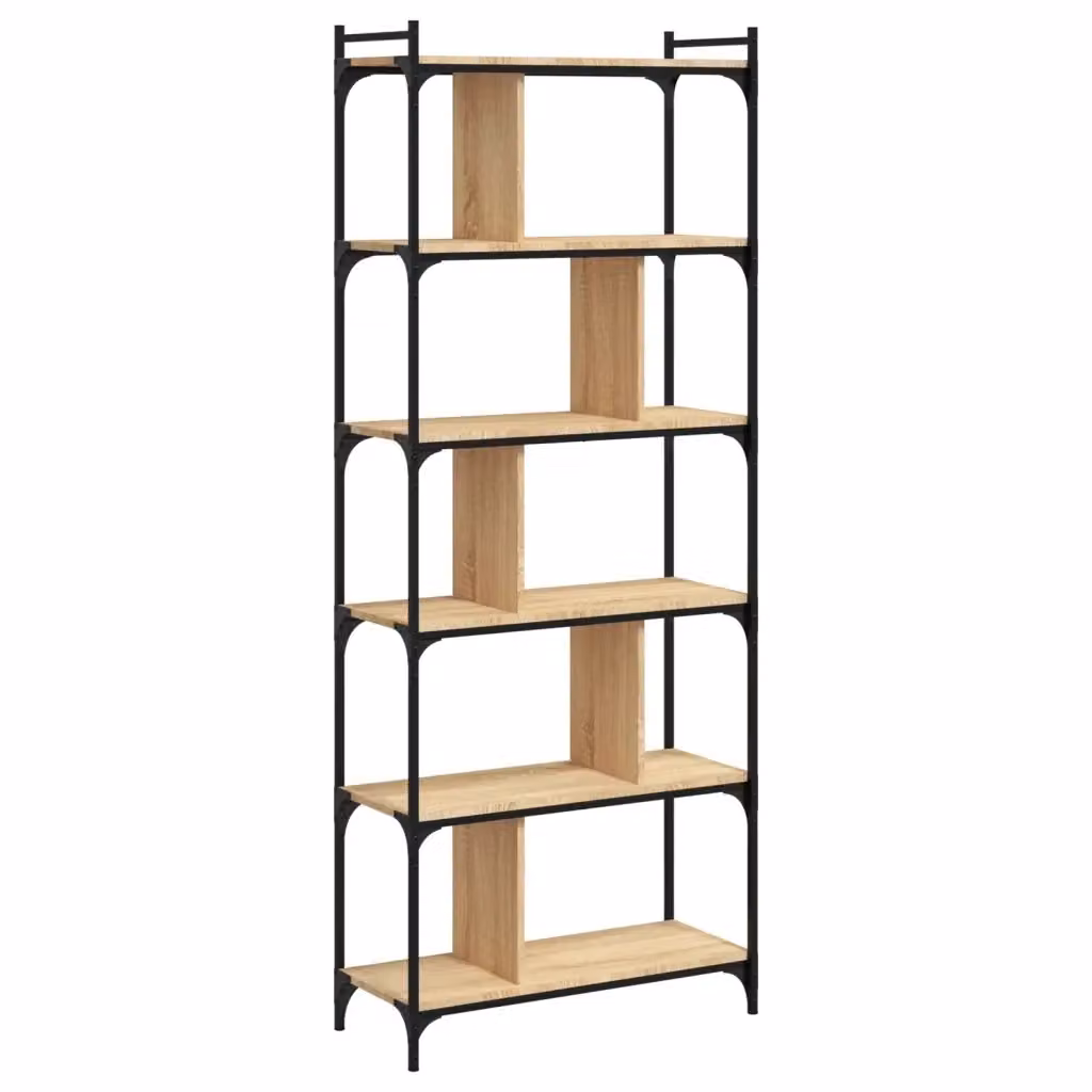 Libreria Design Mania in stile industrial con 6 ripiani, colore marrone, L: 76 cm, P: 32 cm, H: 192 cm – 2