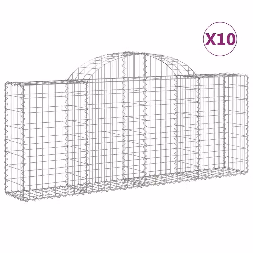 Cesti Gabbioni ad Arco 10 pz 200x30x80/100 cm Ferro Zincato