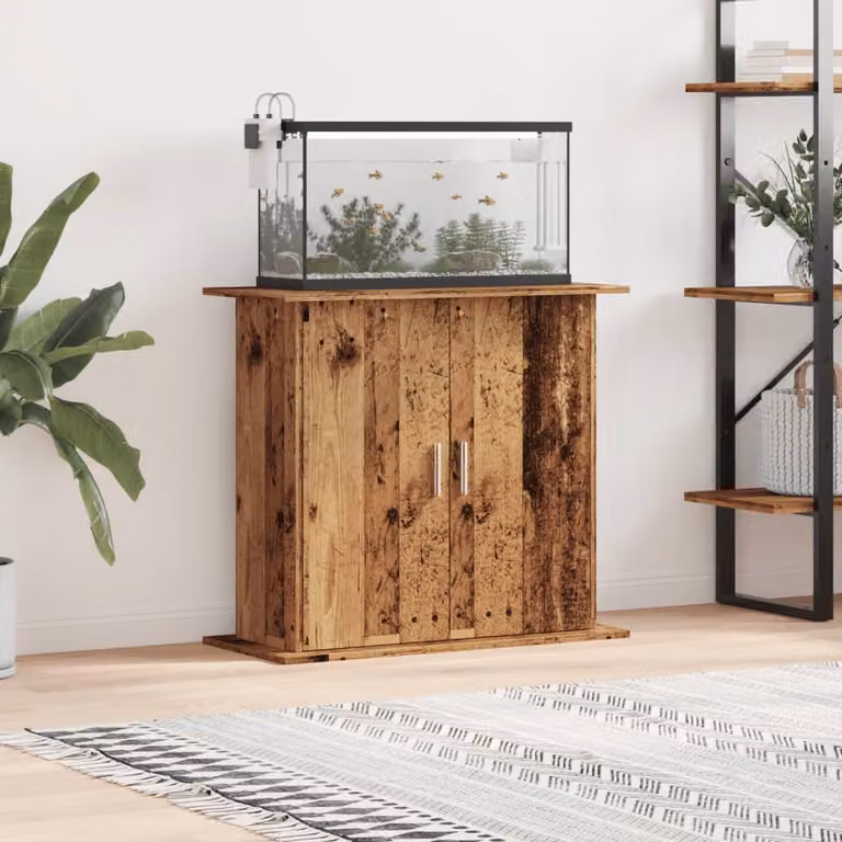vidaXL Supporto Acquario in Legno Multistrato Marrone Antico L: 81 cm, P: 36 cm, H: 73 cm