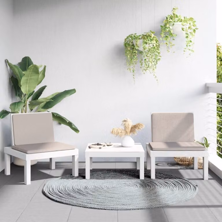 Maison Exclusive - Set Salotto da Giardino 3 pz con Cuscini Bianco in PP