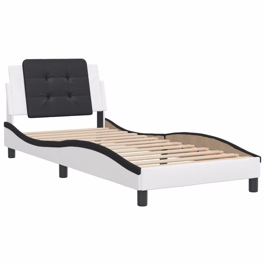 Giroletto senza Materasso Zadar Nero e Bianco 90x190 cm in Pelle finta