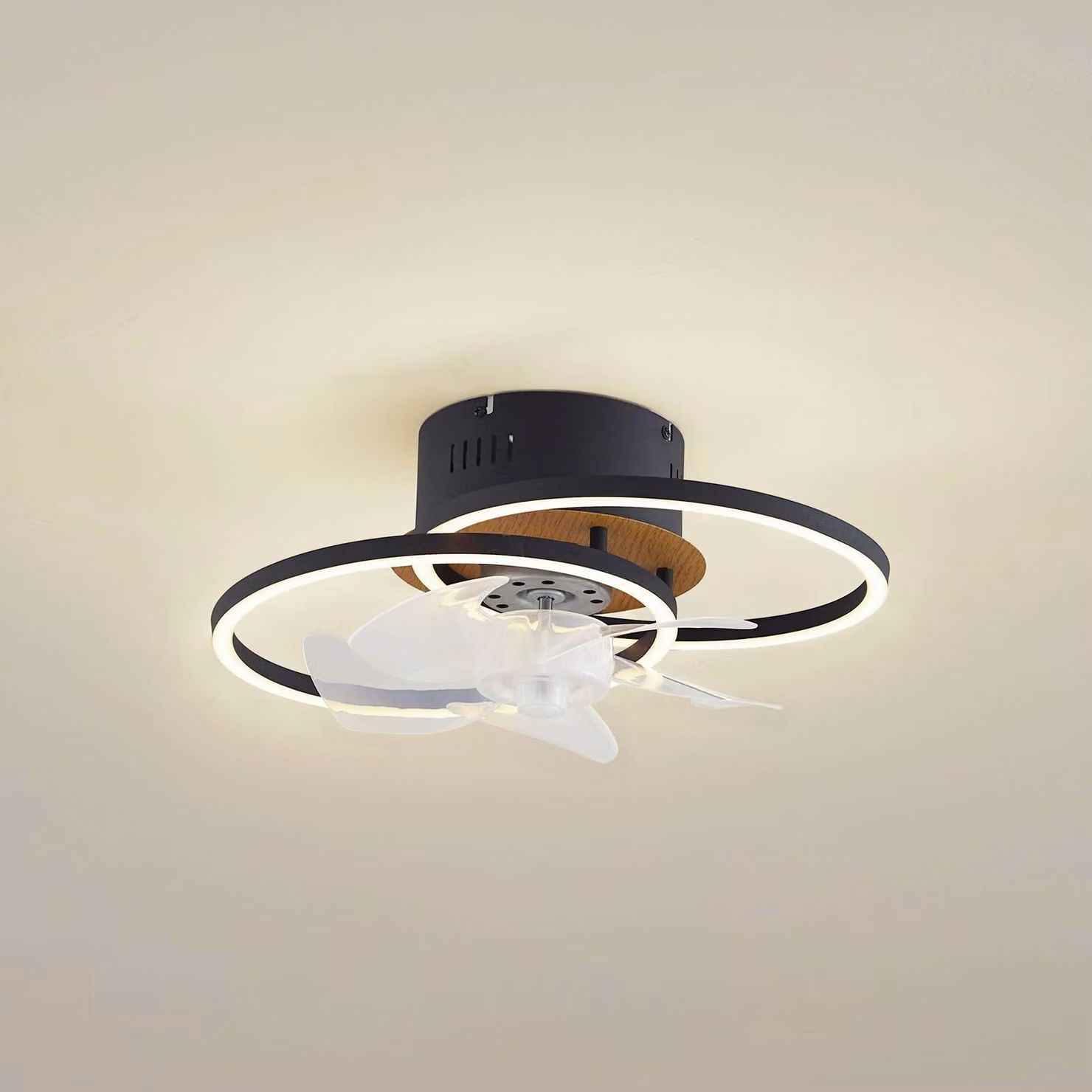 Lindby Ventilatore da soffitto a LED Lomana, nero, silenzioso, CCT Lomana Lindby, dimmerabile, Nero, Soggiorno / Sala da pranzo, Alluminio, Moderno