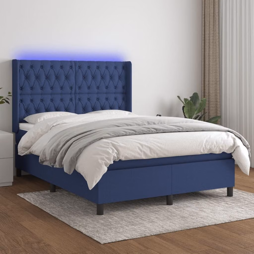 Maison Exclusive - Letto a Molle con Materasso e LED Blu 140x200 cm in Tessuto