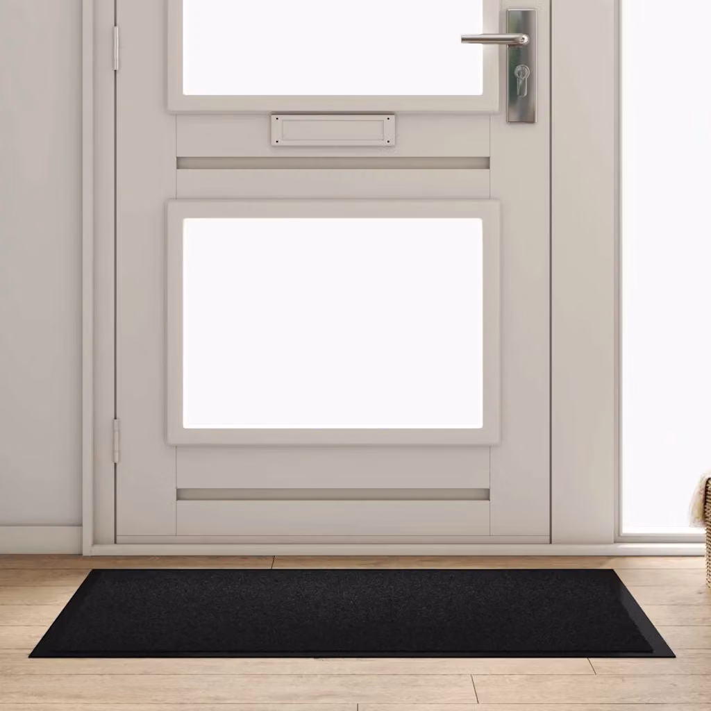 Tappetino vidaXL in tessuto Teddy nero, lavabile e antiscivolo, L: 120 cm, P: 80 cm, H: 1,2 cm