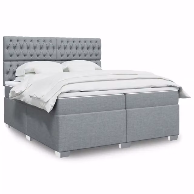 Letto con Giroletto a Molle e Materasso Ibrido vidaXL, Grigio e Bianco, L/P: 200 x 200 cm