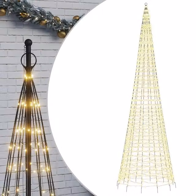 Albero di Natale a LED-Luci decorative natalizie su Pennone 1534 LED Bianco Caldo 500 cm