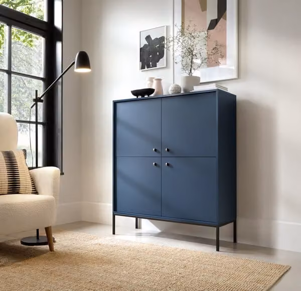 Cassettiera alta 103,5 cm blu navy 4 ante 77132428