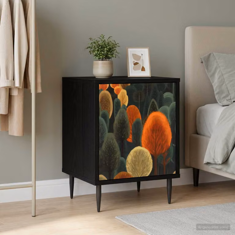 Armadio da notte vidaXL ZAANDAM in rovere nero, design moderno, L 36 cm x P 33 cm x H 51 cm