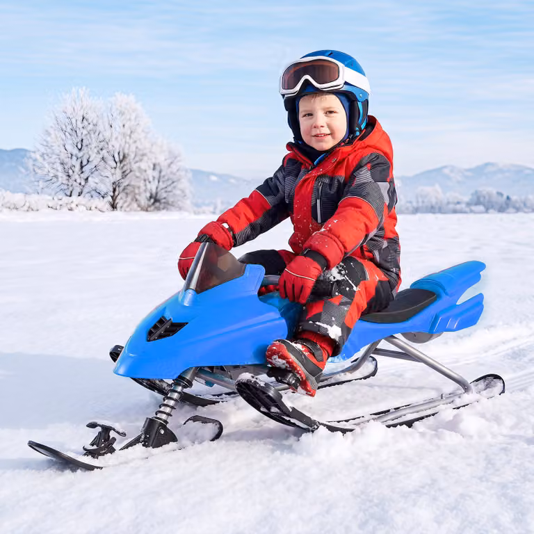 Slittino da neve Costway per bambini dai 6 anni in più con freno a pedale e corda di trazione, colore blu