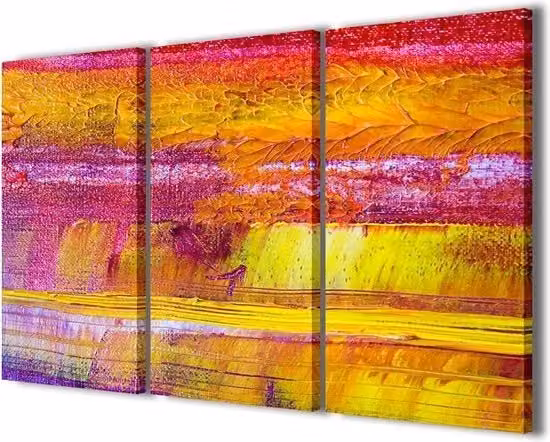 Dipinto astratto 3 pannelli - Telaio pronto per l'installazione - 90 x 60 cm.